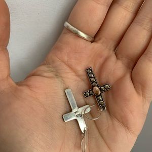 Cross Croix Silver Earrings Boucles d'Oreilles Argent